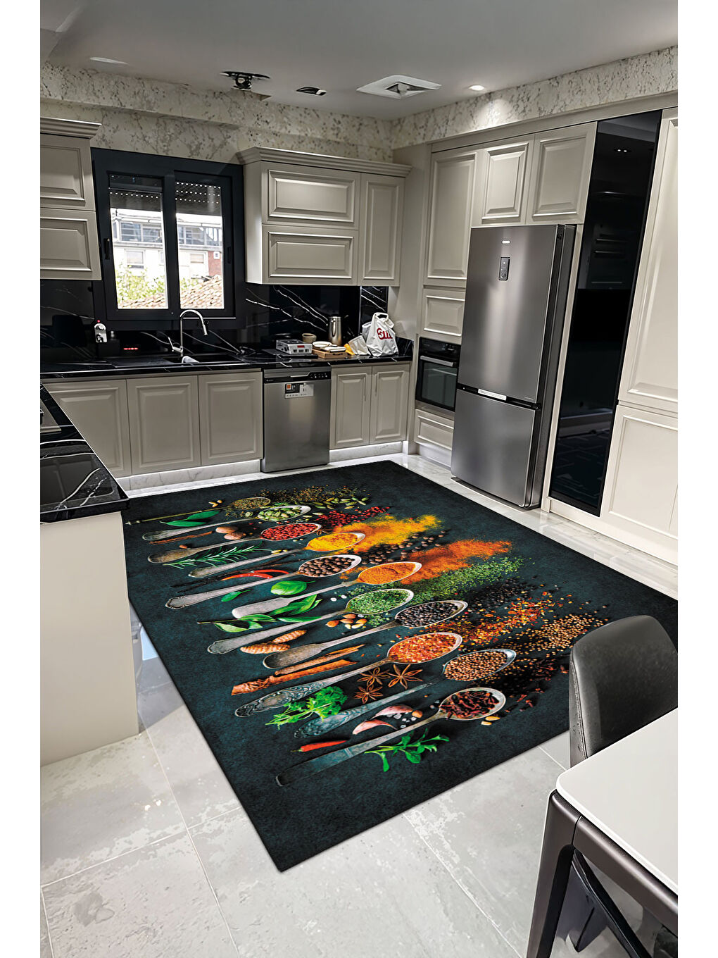 Karışık Pamuk ve Kaydırmaz Taban Yıkanabilir Mutfak Halısı 100 x 200 cm-1