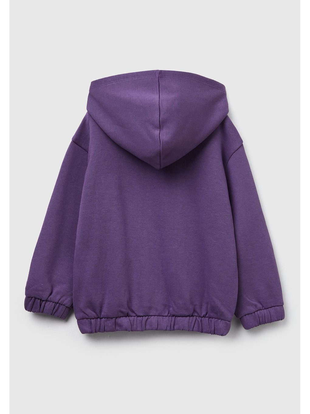 Kız Çocuk Mor Önü Aplikeli Fermuarlı Yan Cepli Kapüşonlu Sweatshirt-1