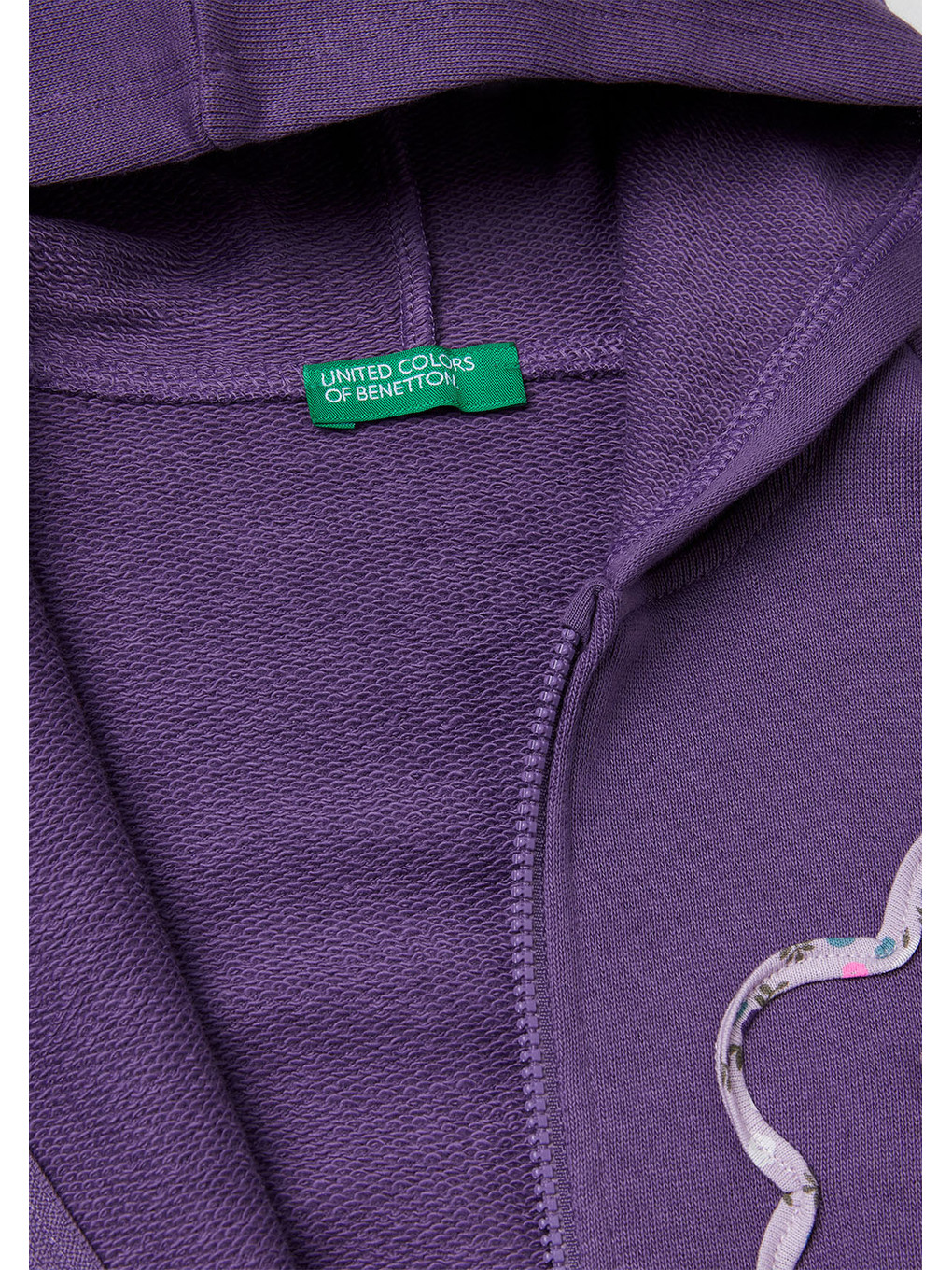 Kız Çocuk Mor Önü Aplikeli Fermuarlı Yan Cepli Kapüşonlu Sweatshirt-2