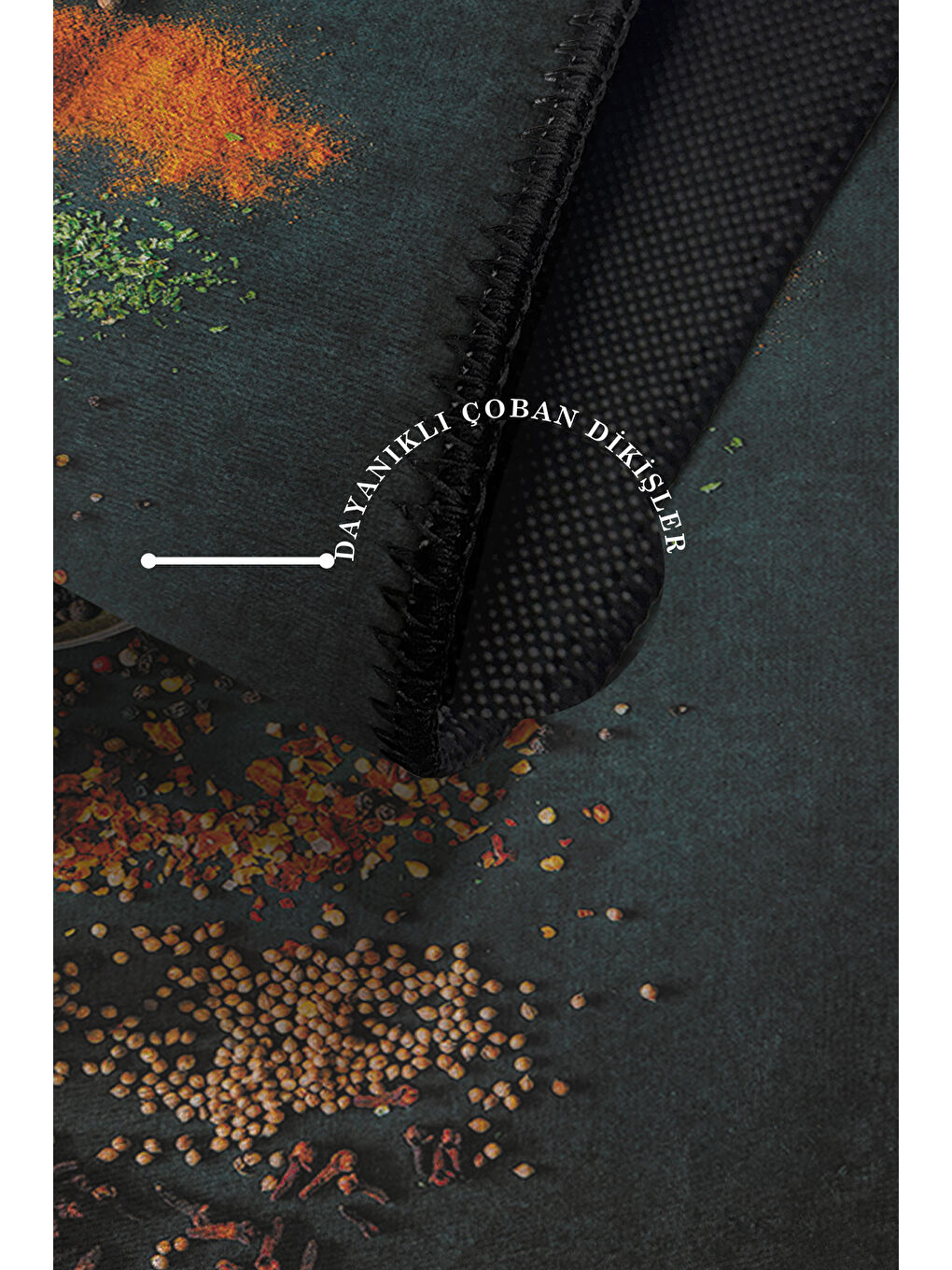 Karışık Pamuk ve Kaydırmaz Taban Yıkanabilir Mutfak Halısı 100 x 200 cm-3