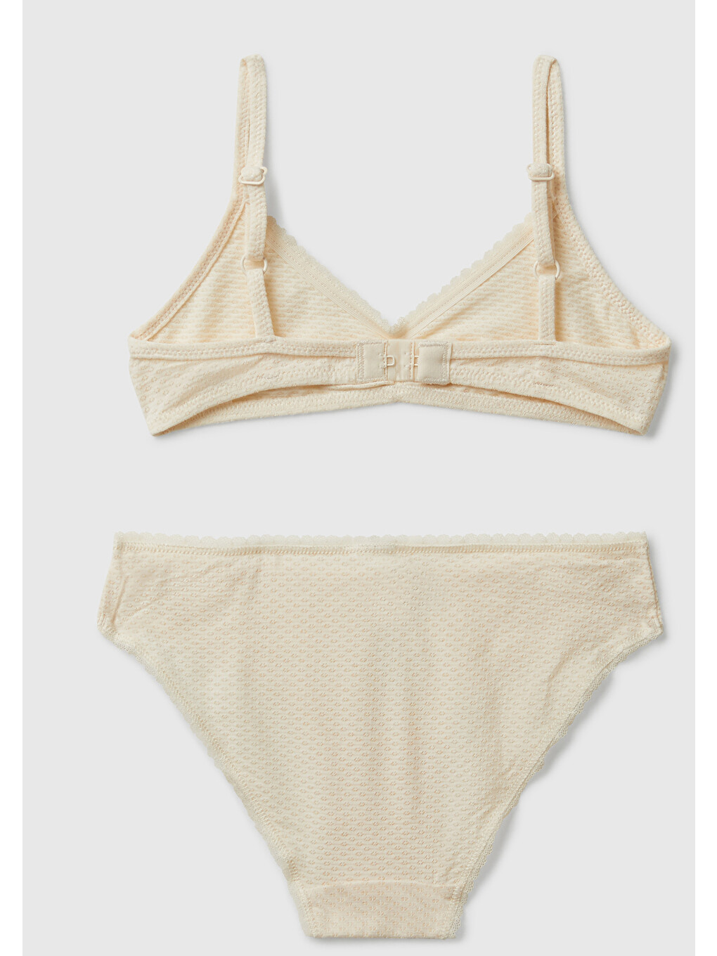 Ekru Kız Çocuk Krem Düz Renk Ayarlanabilir Askılı Bikini Takımı-1
