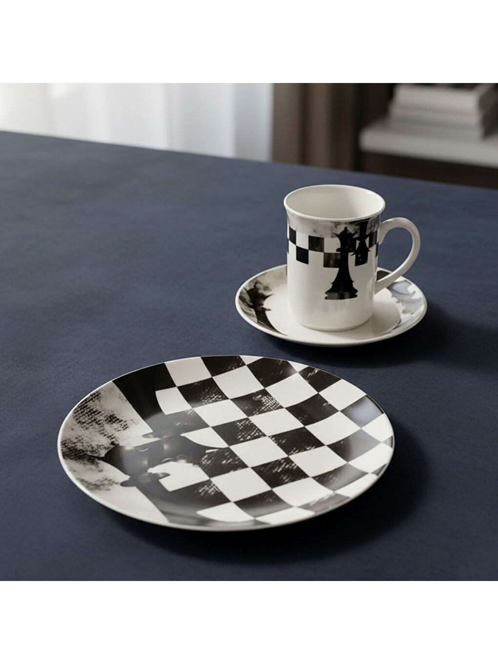 Ekru Camelia 3 Parça Çay Takımı Satranç Vezir-1