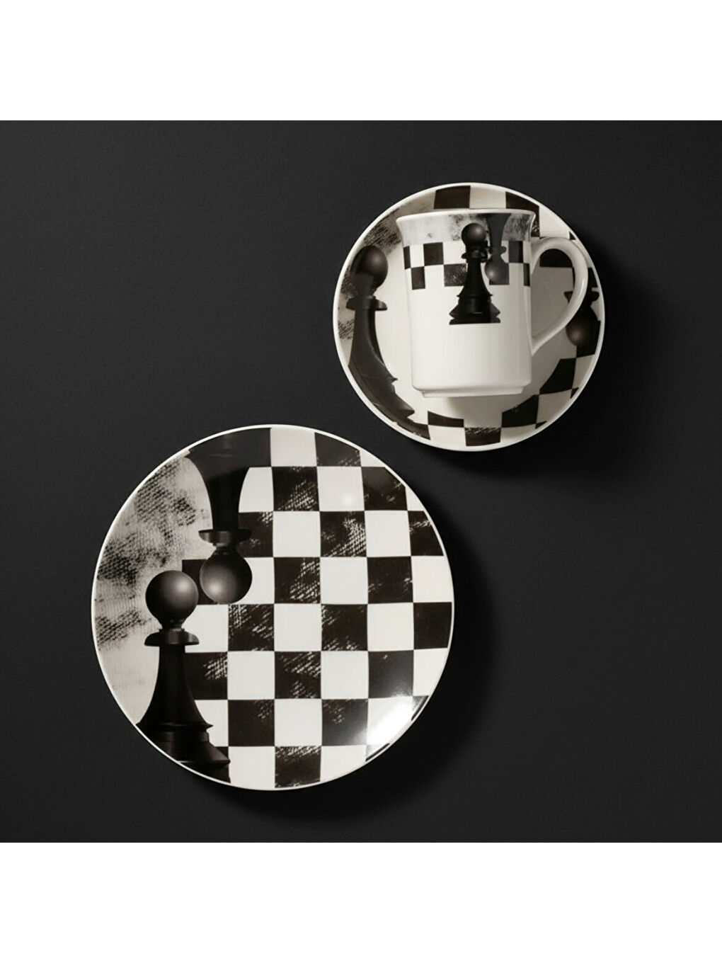 Ekru Camelia 3 Parça Çay Takımı Satranç Piyon-1