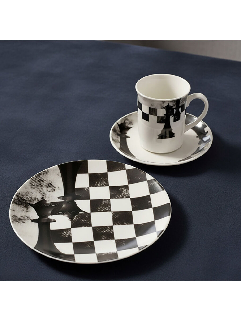 Ekru Camelia 3 Parça Çay Takımı Satranç Vezir-2