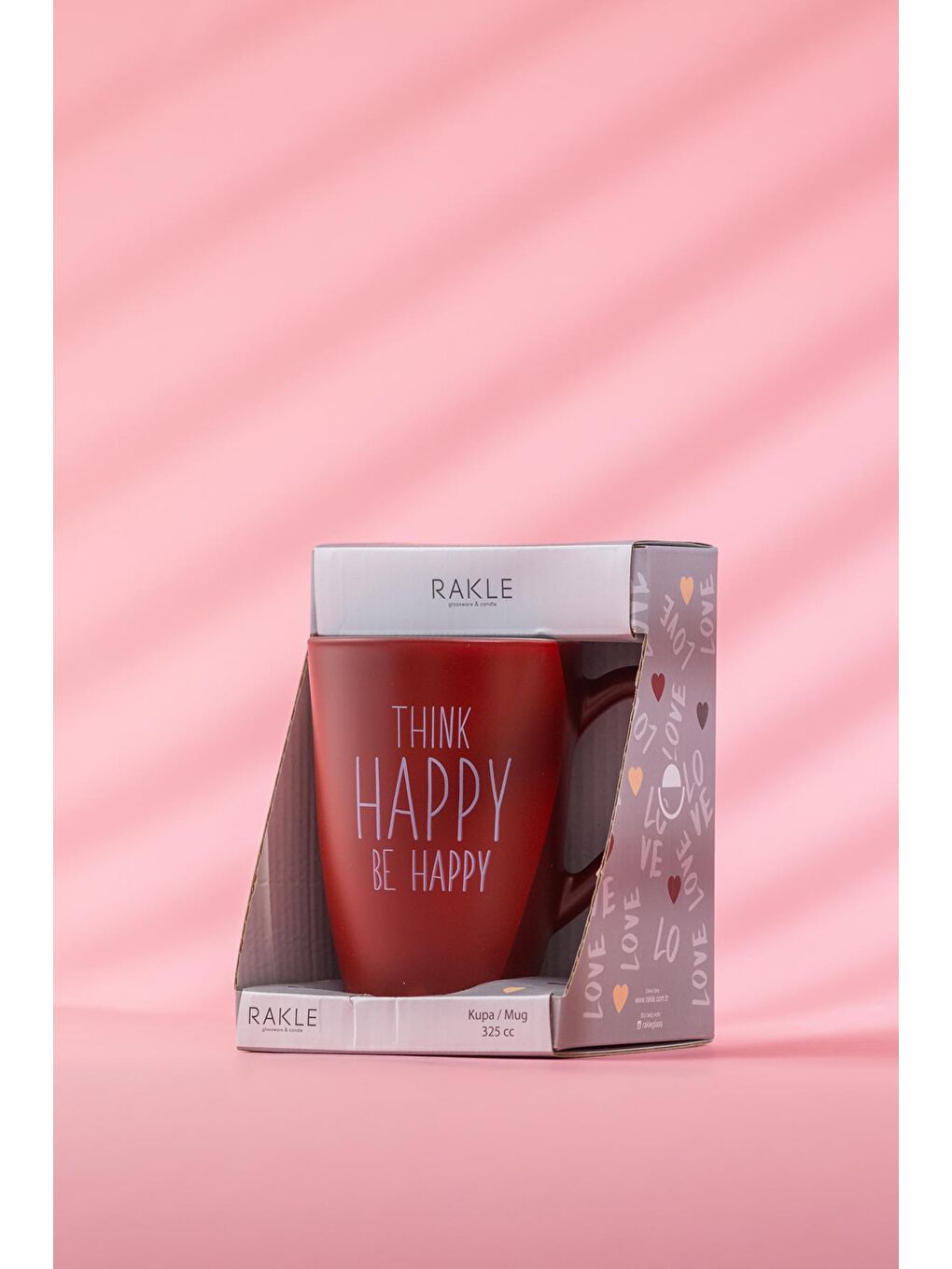 RAKLE Bordo Think Happy Be Happy Sloganlı Kupa Bordo - 1