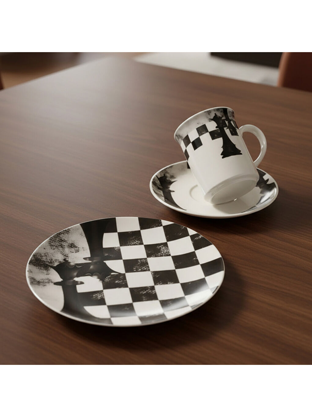 Ekru Camelia 3 Parça Çay Takımı Satranç Vezir-4