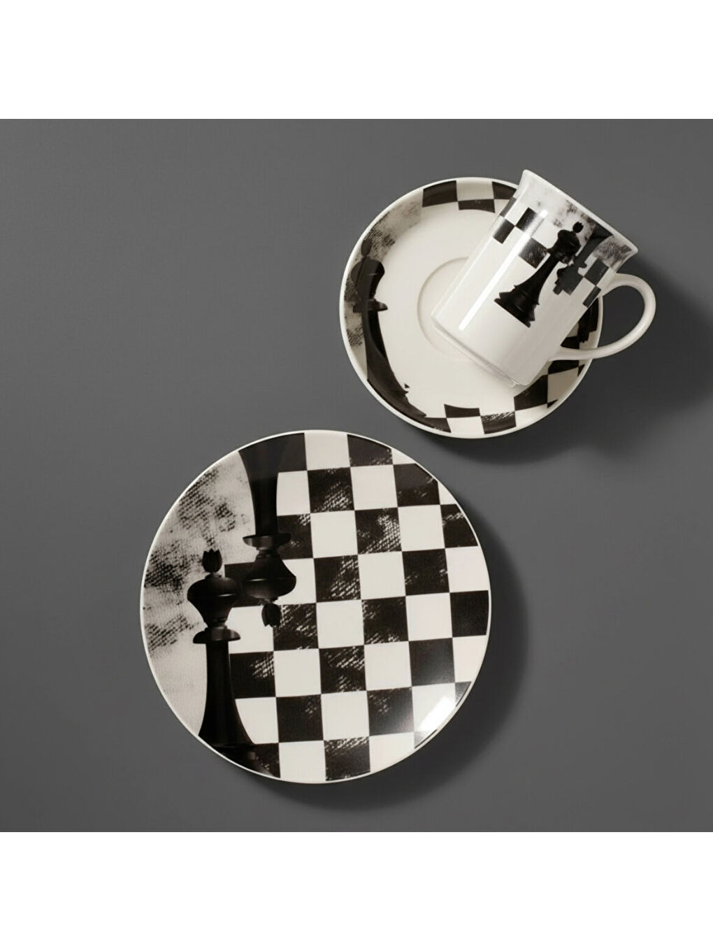 Ekru Camelia 3 Parça Çay Takımı Satranç Şah-2