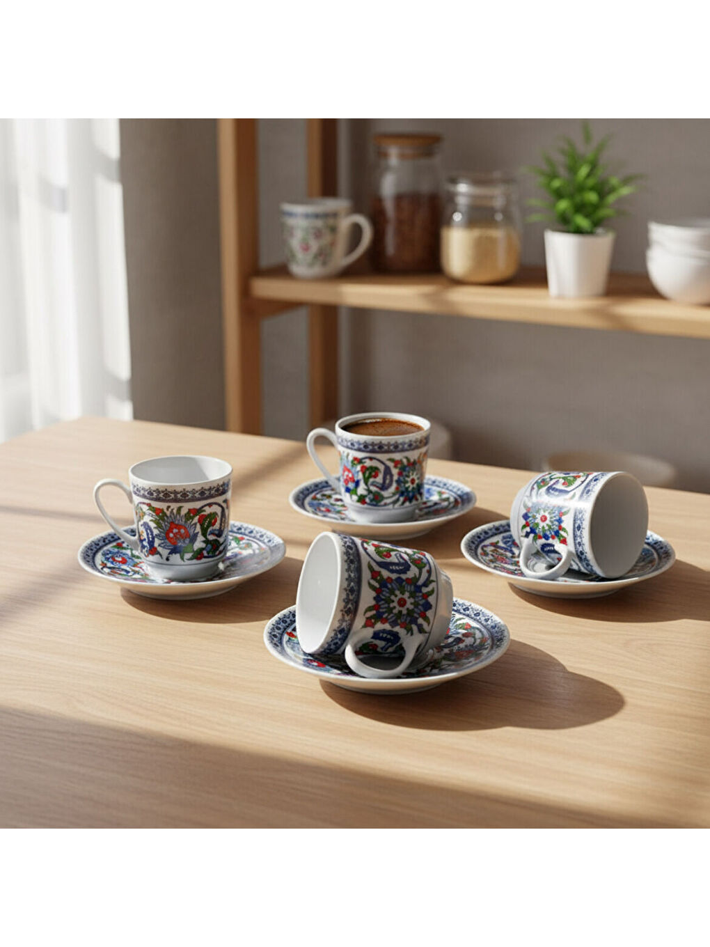 Ekru Gözde Double 4 Kişilik Kahve Fincan Takımı 60932-3