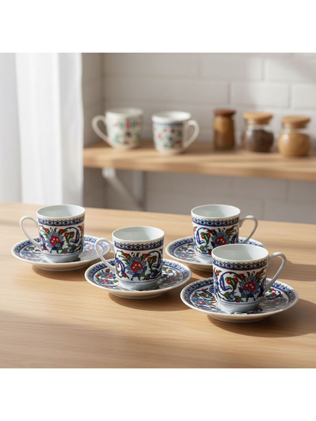 Ekru Gözde Double 4 Kişilik Kahve Fincan Takımı 60932-4