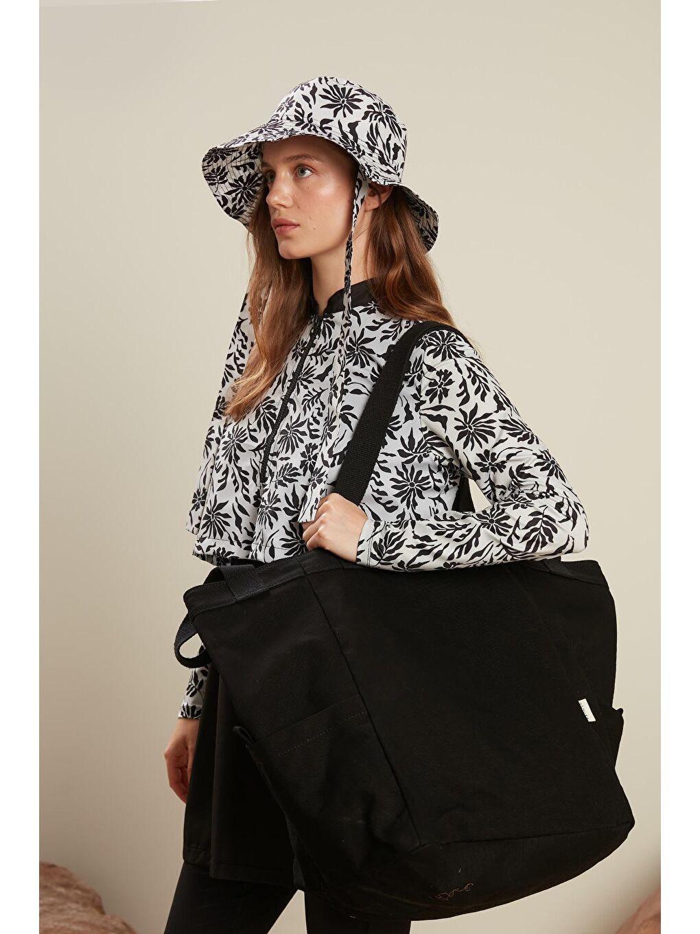 Büyük Kanvas Tote Çanta Siyah-2