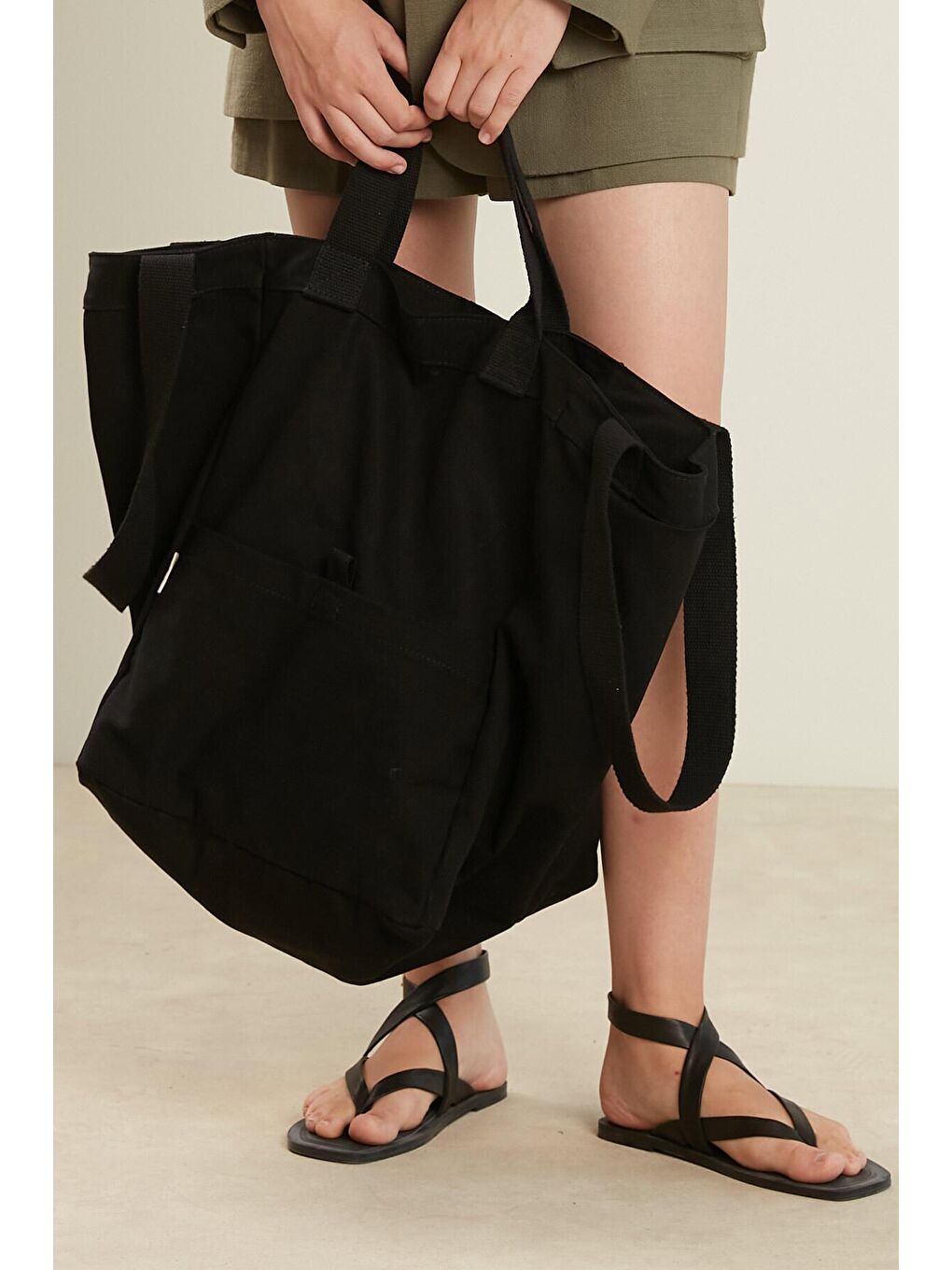 Büyük Kanvas Tote Çanta Siyah-3