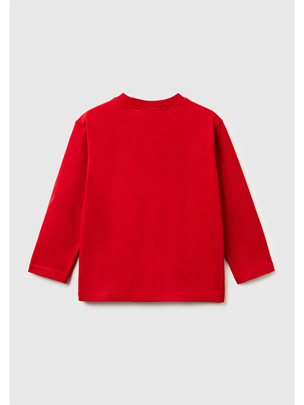 Erkek Çocuk Kırmızı Tazmanya Baskılı Logo Etiketli Jarse Oversize Uzun Kollu T-shirt-1