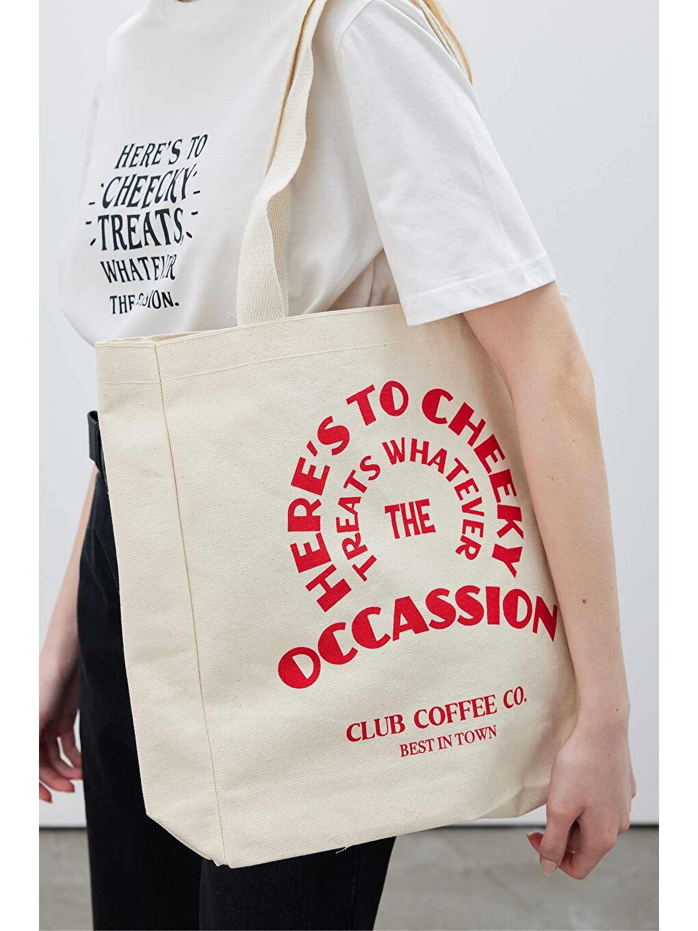 Bej Baskılı Körüklü Bez Çanta Cheeky-1