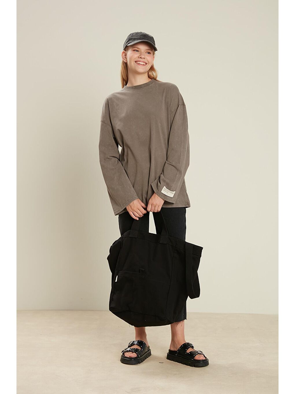 Büyük Kanvas Tote Çanta Siyah-4