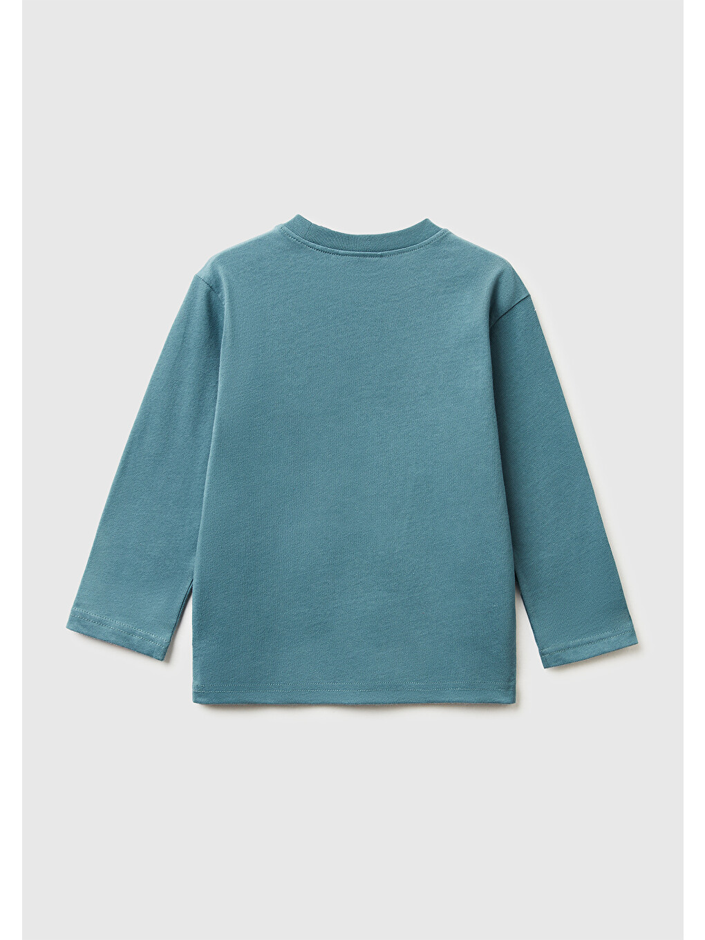 Erkek Çocuk Gri-yeşil Tazmanya Baskılı Logo Etiketli Jarse Oversize Uzun Kollu T-shirt-1