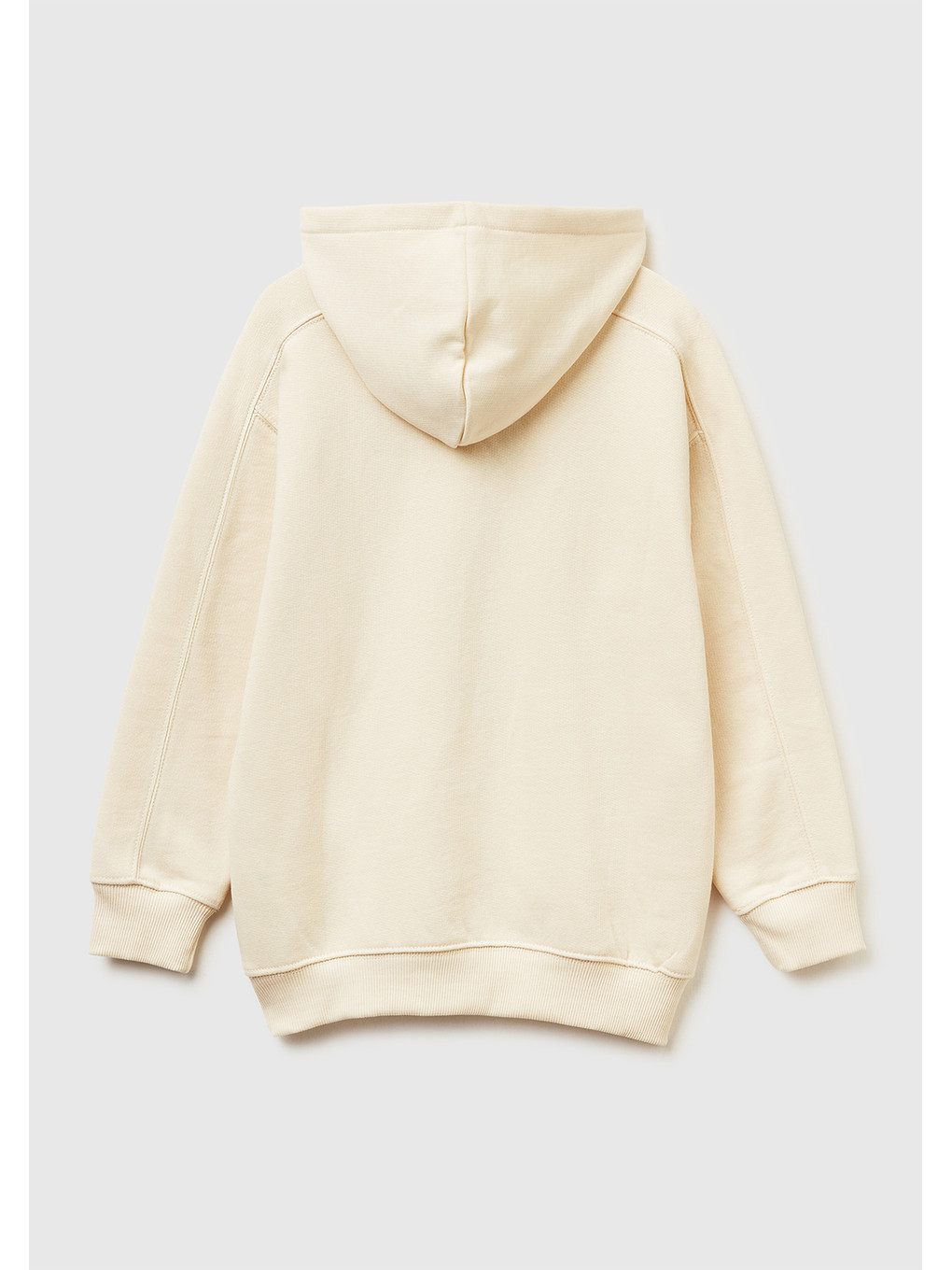 Ekru Erkek Çocuk Krem Önü Baskılı Düşük Omuzlu Kapüşonlu Sweatshirt-1