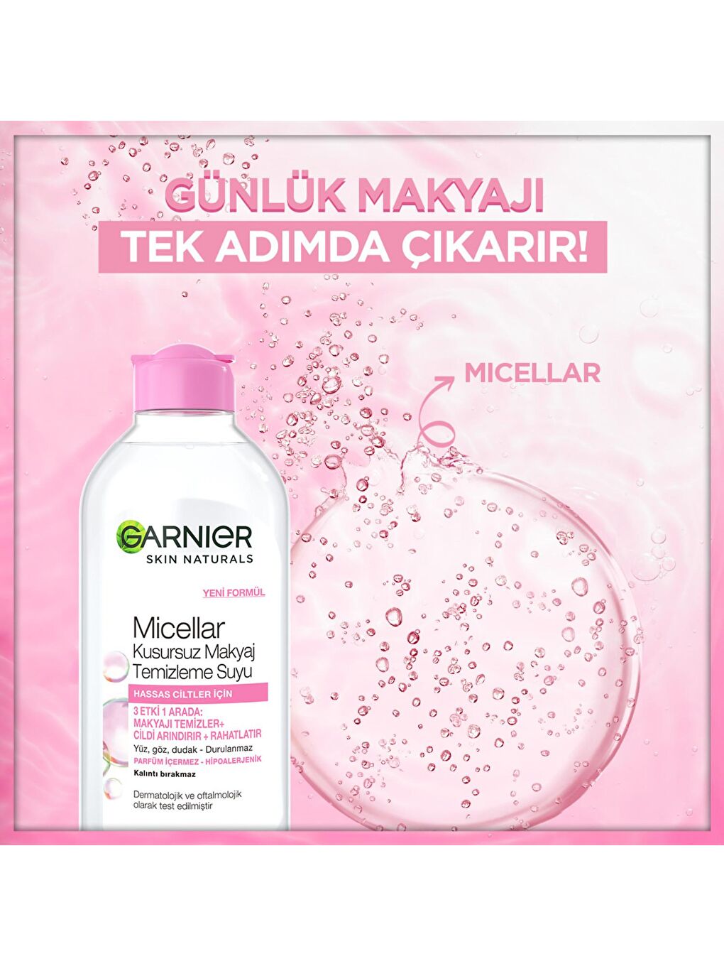 GARNIER Şeffaf Skin Naturals Micellar Kusursuz Makyaj Temizleme Suyu (400 ml) - 2