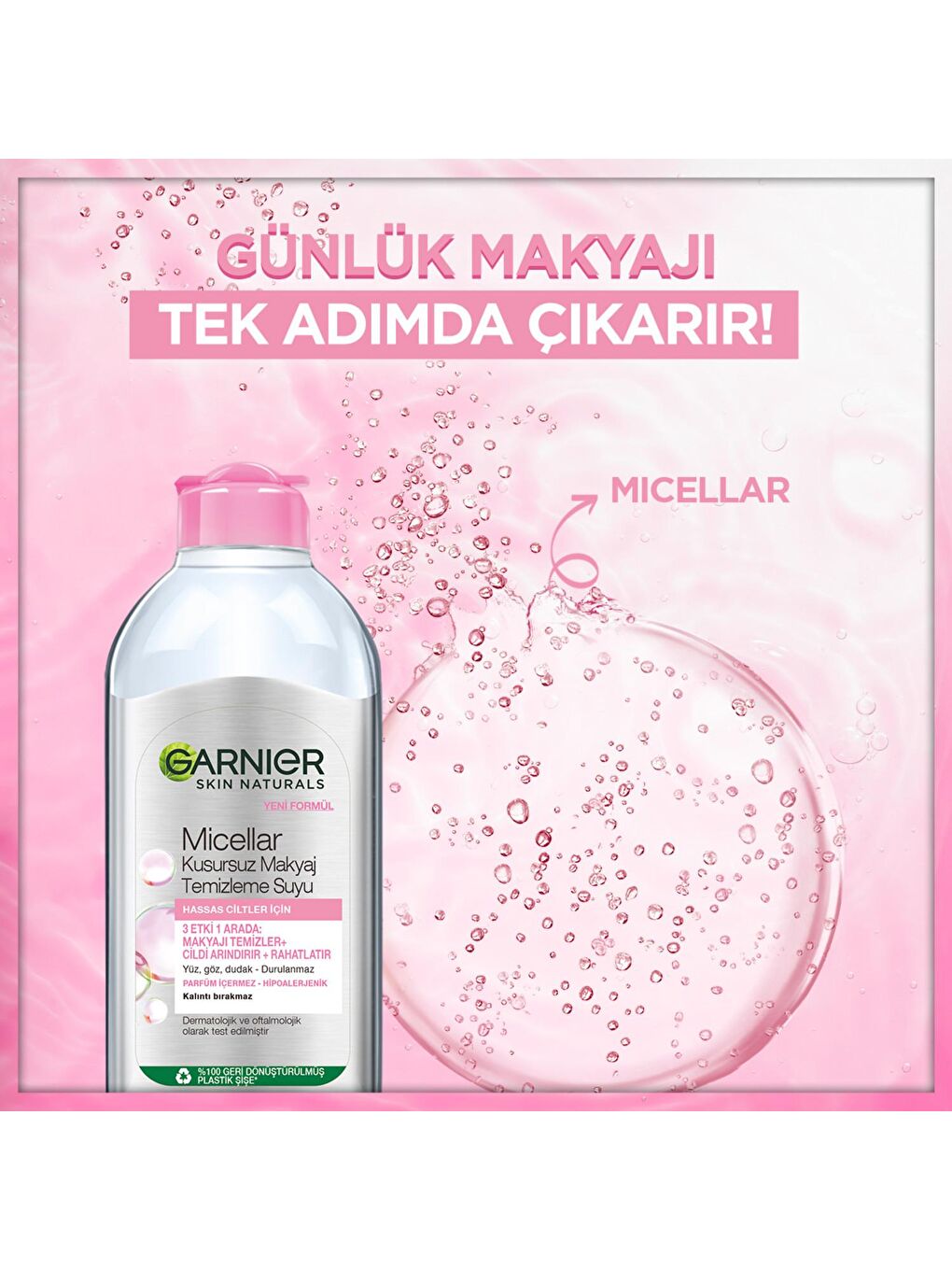 GARNIER Şeffaf Skin Naturals Micellar Kusursuz Makyaj Temizleme Suyu (400 ml) - 4