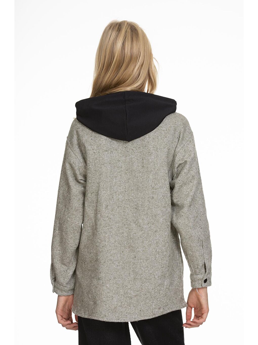 Haki Kız Çocuk Kapüşonlu Baskılı Gömlek 9-14 Yaş Lx167-4