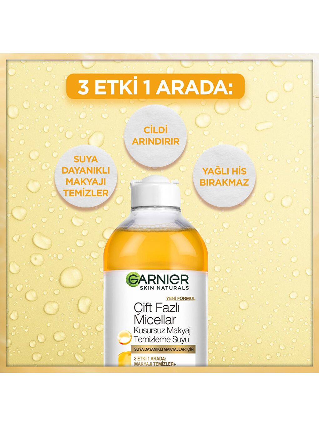 GARNIER Şeffaf Skin Naturals Çift Fazlı Micellar Kusursuz Makyaj Temizleme Suyu (400 ml) - 1