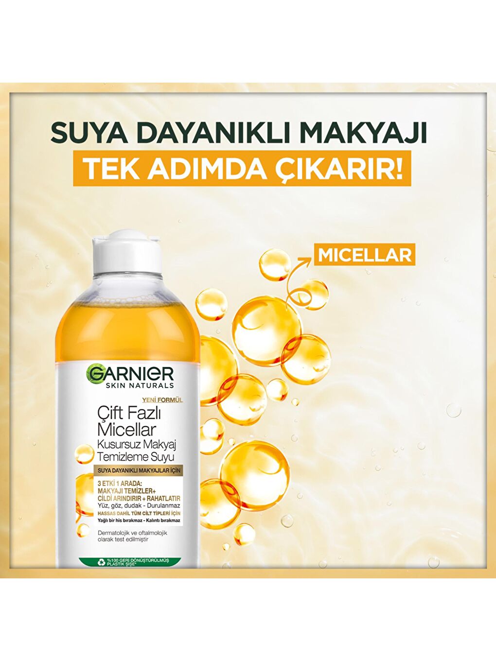 GARNIER Şeffaf Skin Naturals Çift Fazlı Micellar Kusursuz Makyaj Temizleme Suyu (400 ml) - 3