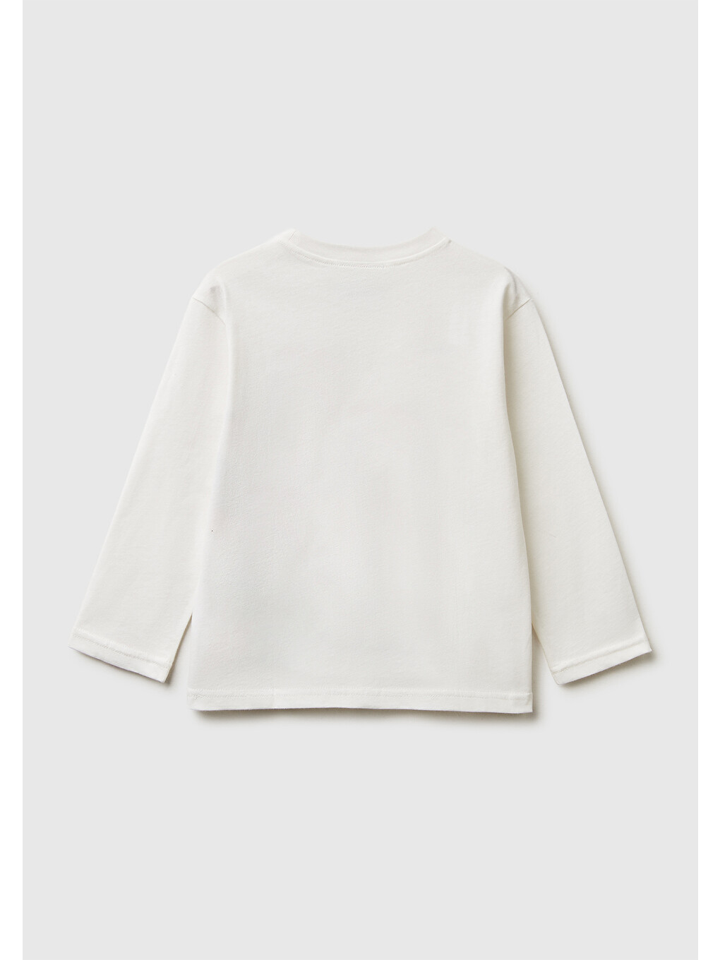 Erkek Çocuk Ekru Tazmanya Baskılı Logo Etiketli Jarse Oversize Uzun Kollu T-shirt-1
