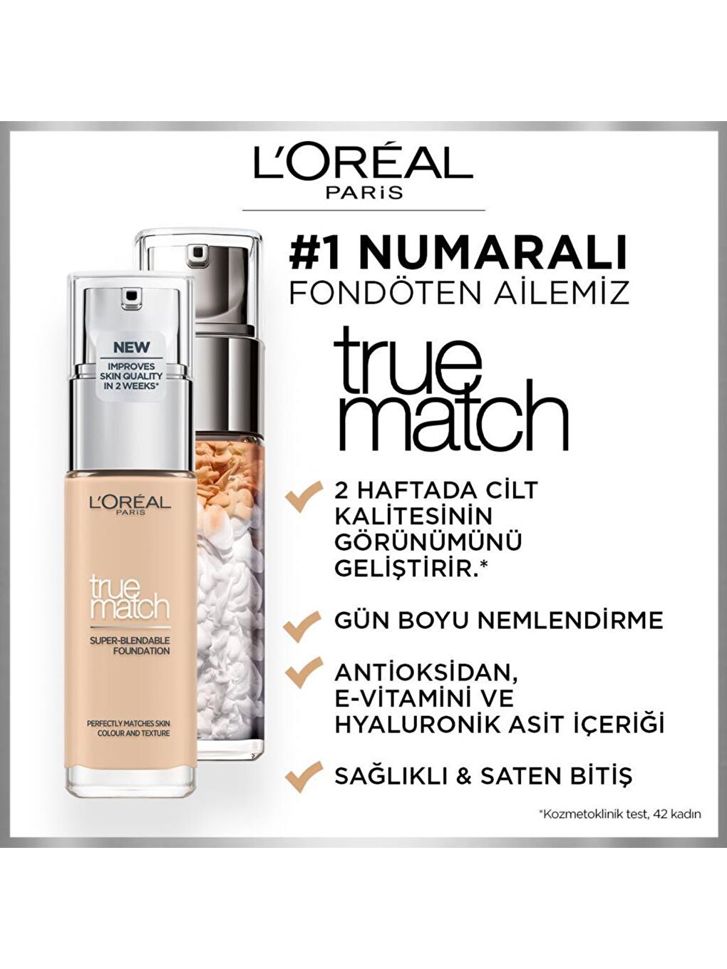 L'Oreal Paris Nude True Match Bakım Yapan Fondöten 1N Ivory (30 ml) - 4