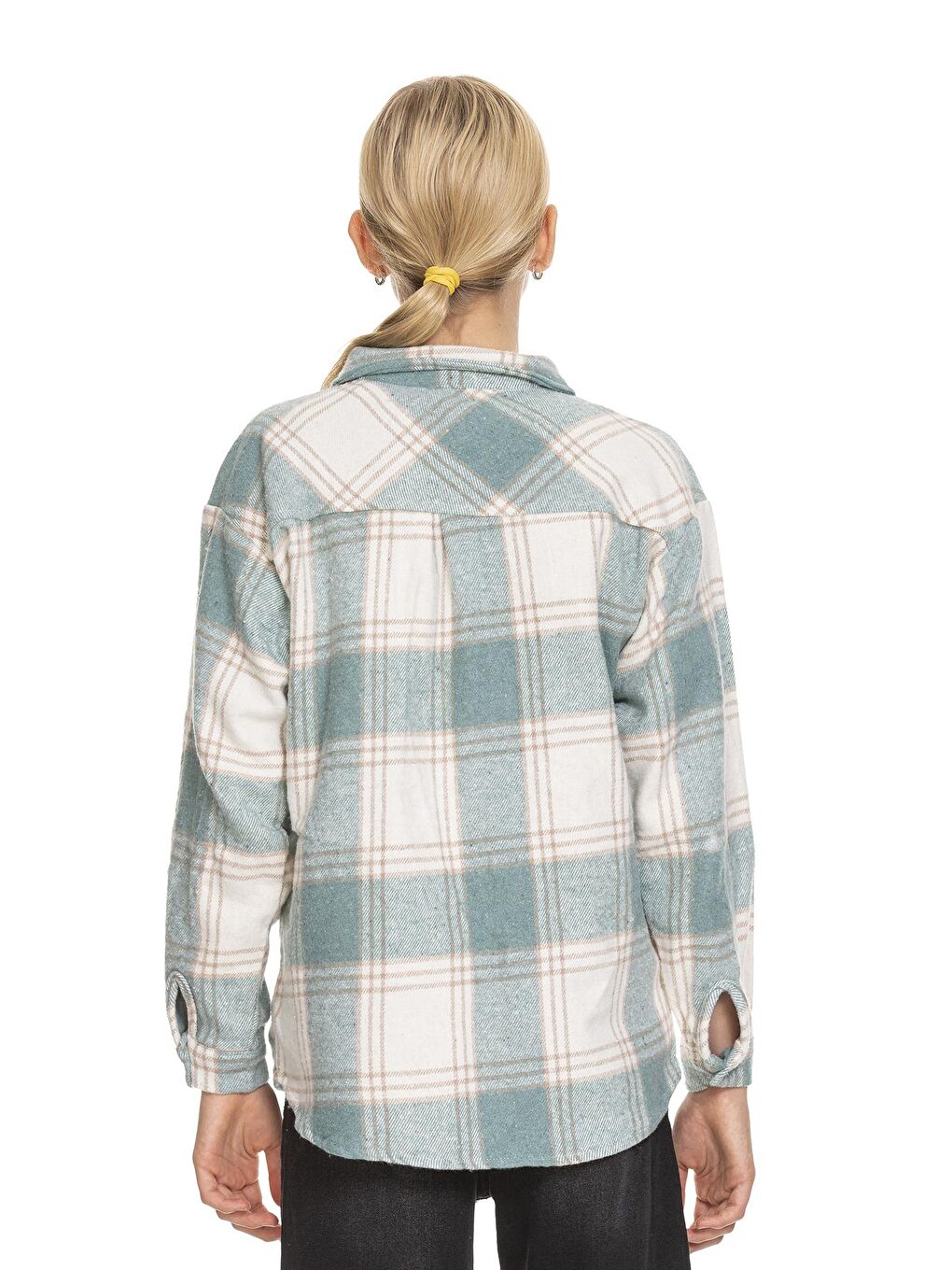 Yeşil Kız Çocuk Sırtı Pileli Ekose Gömlek 9-14 Yaş Lx170-4