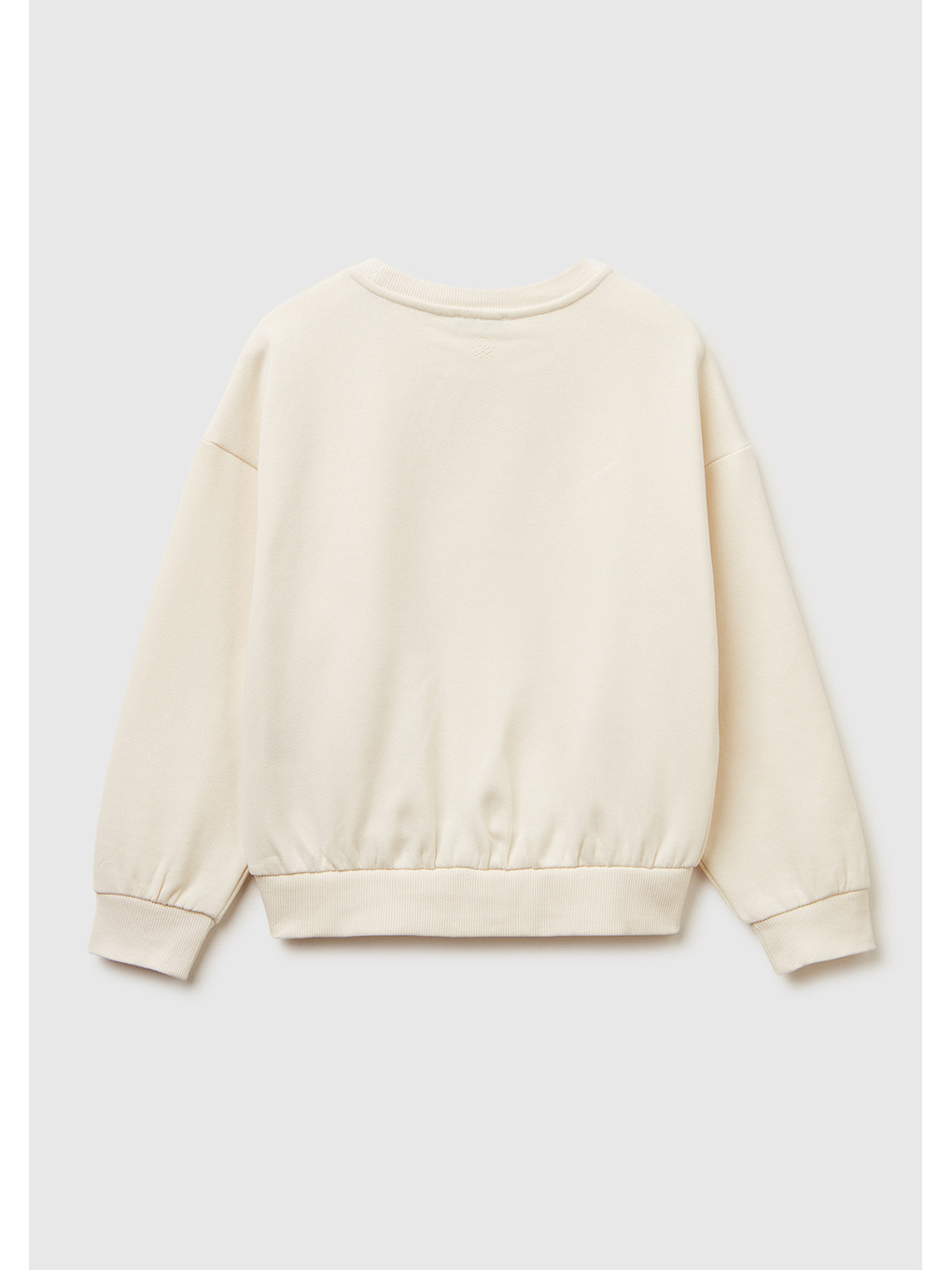 Kız Çocuk Ekru Önü Kristal Aplikeli Logo İşlemeli Ribanalı Sweatshirt-1