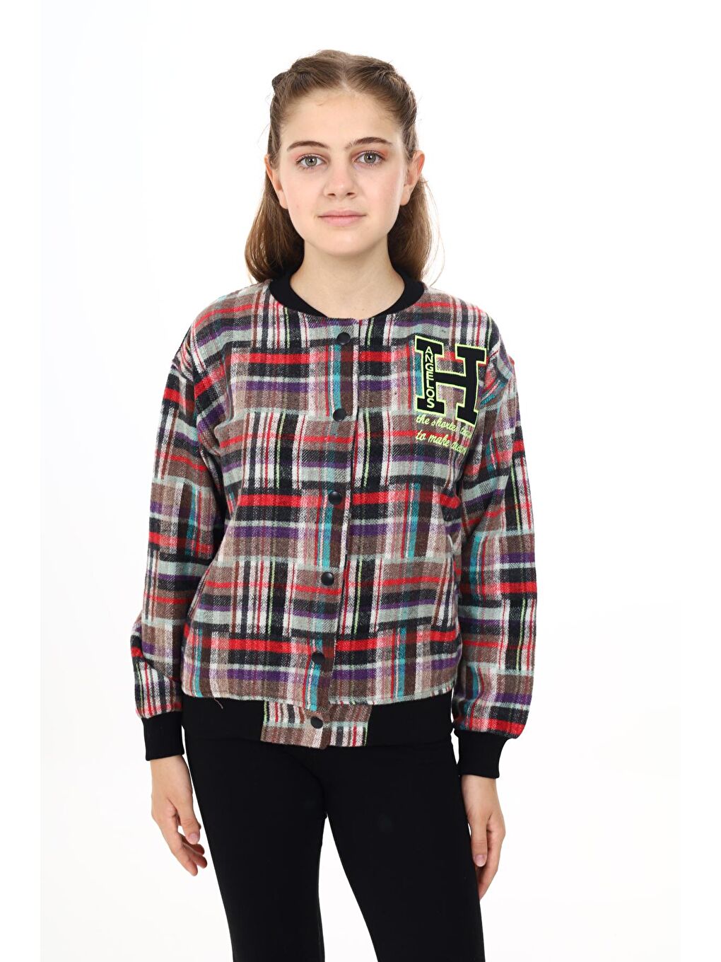 Kahverengi Kız Çocuk Kolej Tarz Kaşe Ceket 7 -13 Yaş Lx286