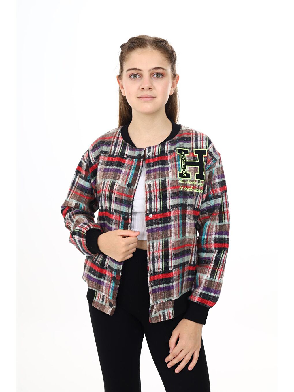 Kahverengi Kız Çocuk Kolej Tarz Kaşe Ceket 7 -13 Yaş Lx286-2