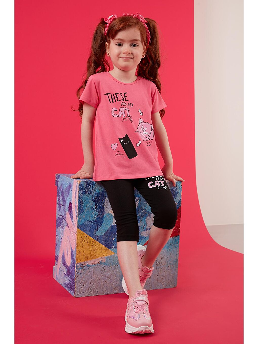 Kırmızı Baskılı Bisiklet Yaka Pamuklu 2'li Takım 6211032