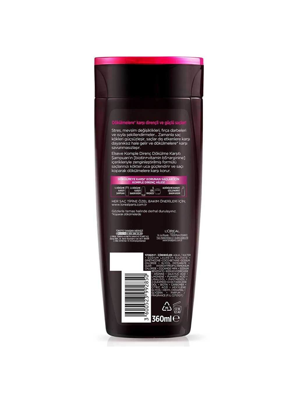 L'Oreal Paris Şeffaf Arginine Direnç X3 Dökülme Karşıtı Şampuan (360 ml) - 2