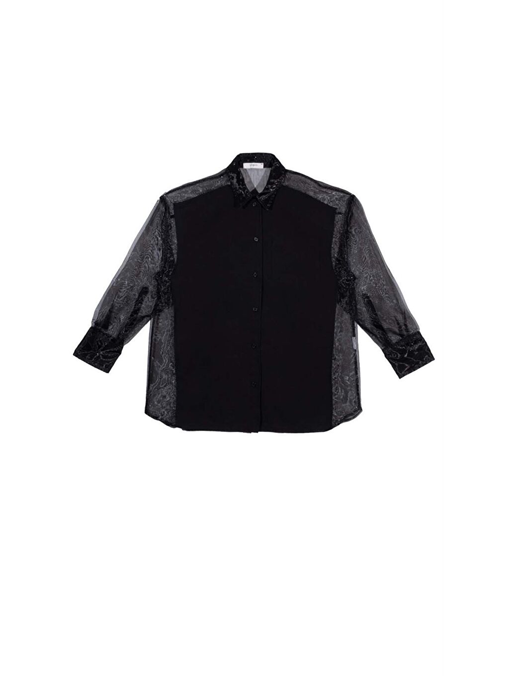 Siyah Organze Poplin Gömlek-5