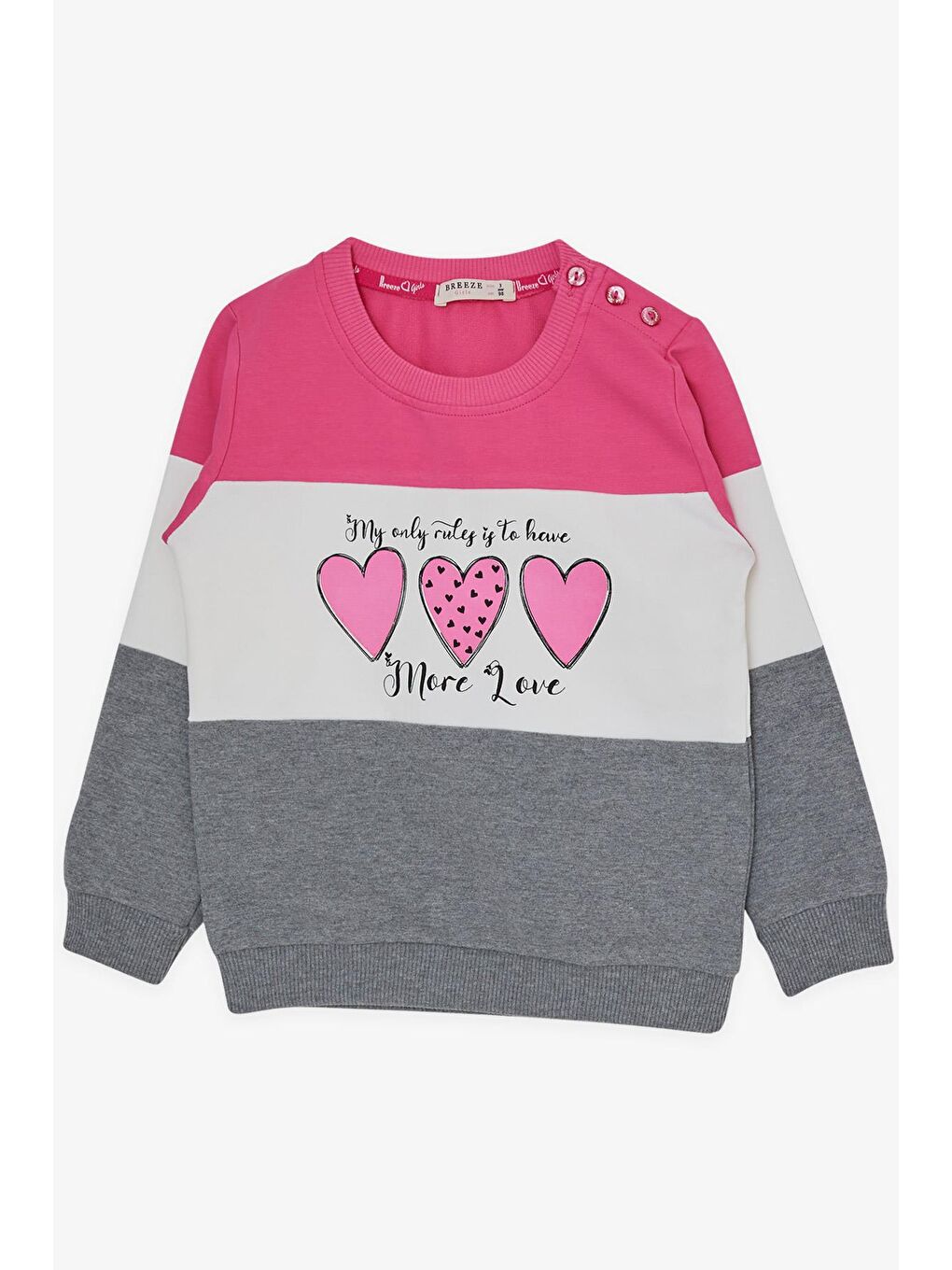 Kız Çocuk Eşofman Takımı Blok Desenli Kalp Baskılı Pembe (2-5 Yaş)-2