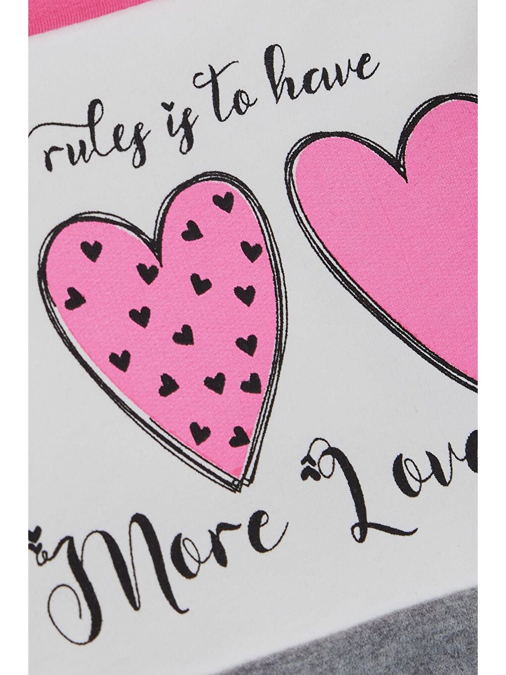 Kız Çocuk Eşofman Takımı Blok Desenli Kalp Baskılı Pembe (2-5 Yaş)-5