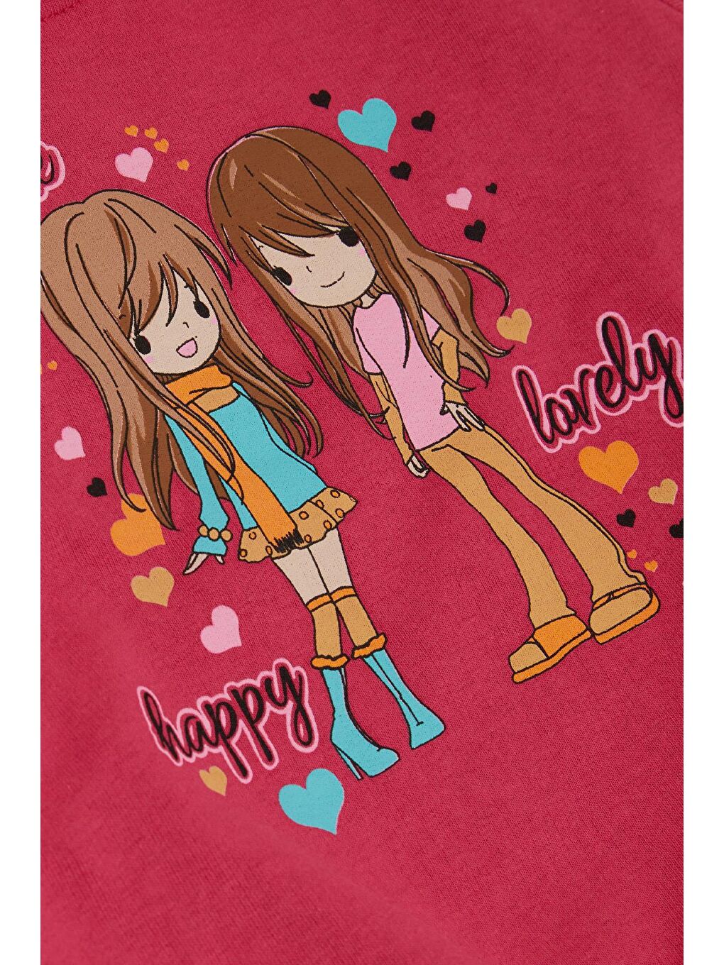 Kız Çocuk Eşofman Takımı Mutlu Arkadaşlar Temalı Fuşya (1.5-3 Yaş)-5