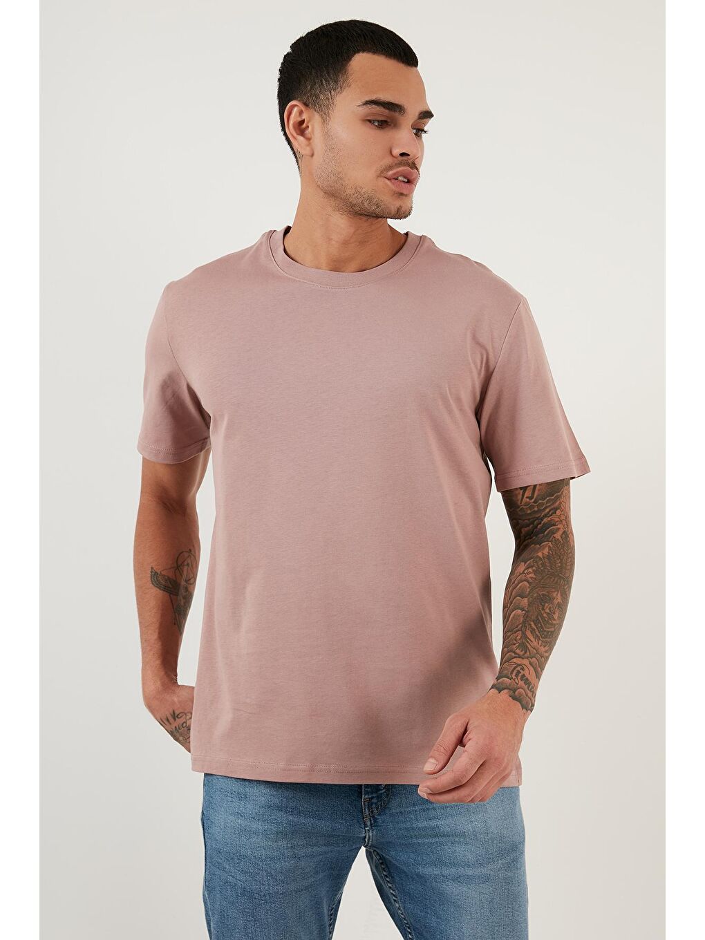 Buratti Pembe Regular Fit Bisiklet Yaka Pamuklu Basic T Shirt 5902271