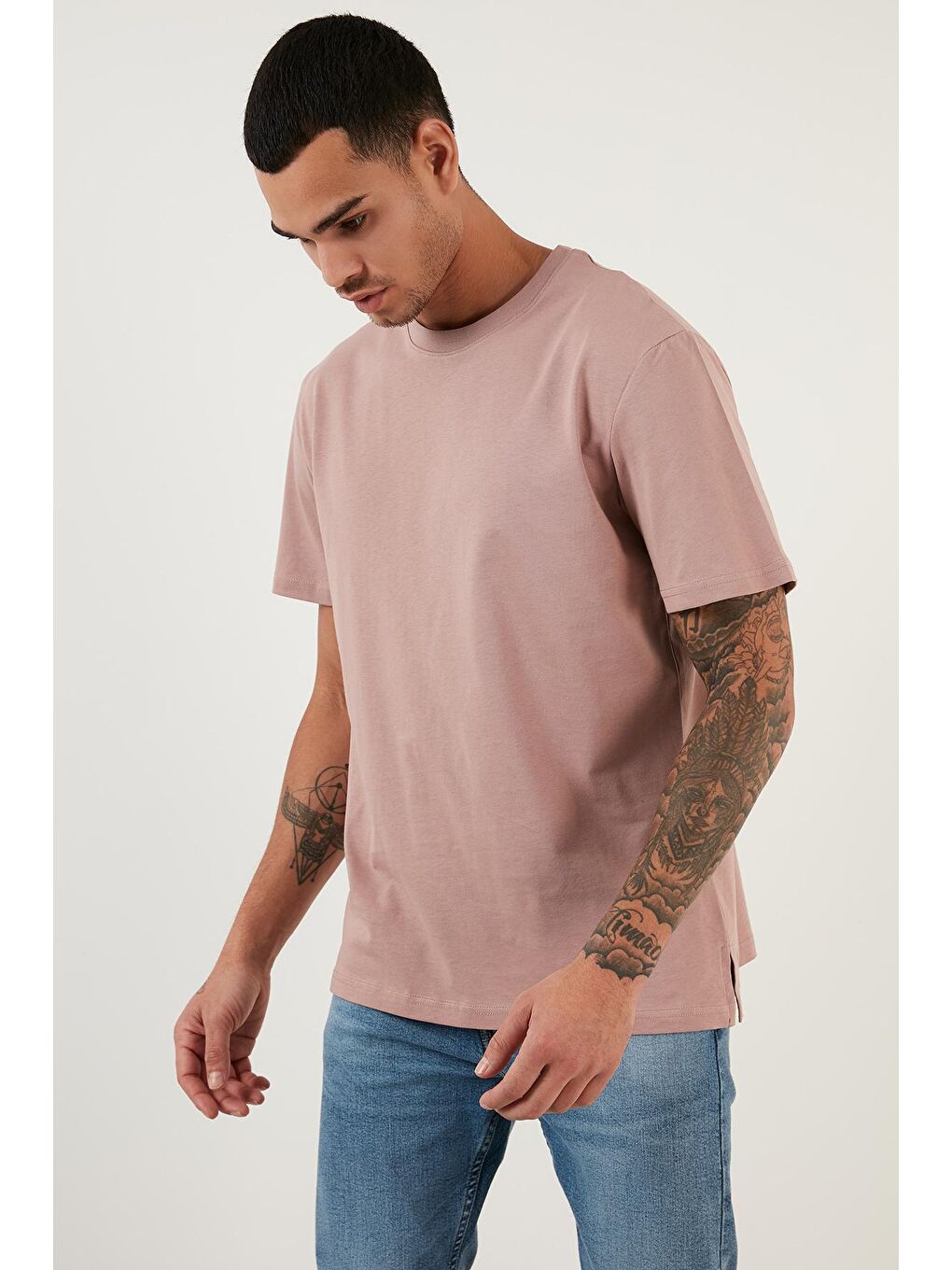 Buratti Pembe Regular Fit Bisiklet Yaka Pamuklu Basic T Shirt 5902271 - 1