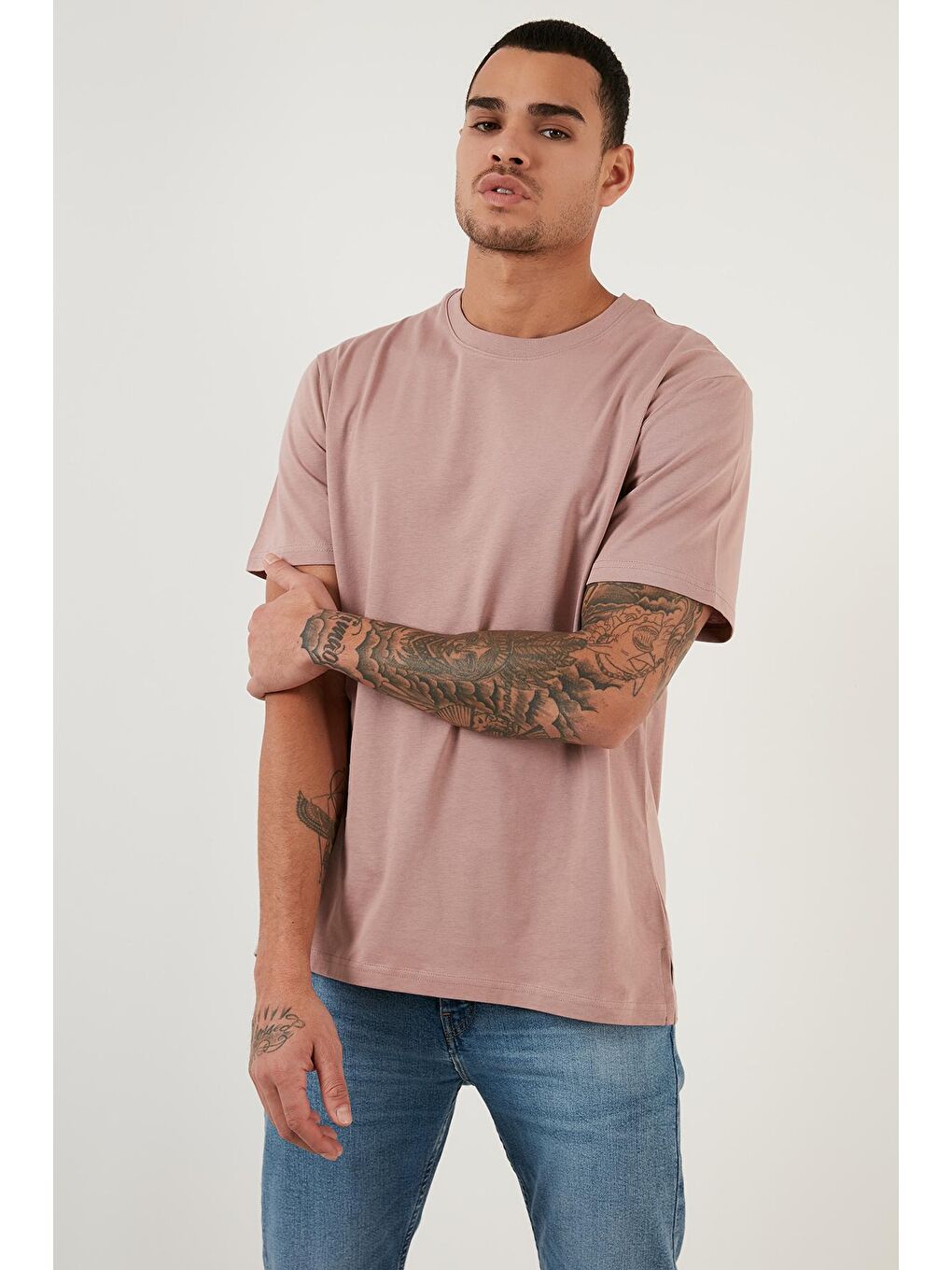 Buratti Pembe Regular Fit Bisiklet Yaka Pamuklu Basic T Shirt 5902271 - 2