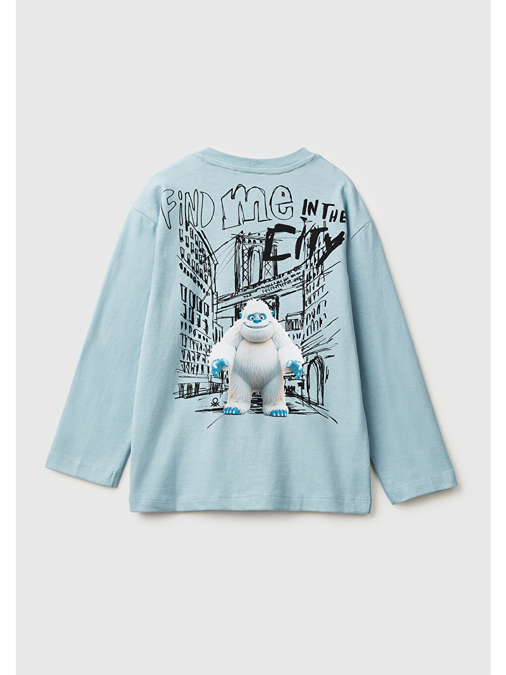 Erkek Çocuk Açık Mavi Dijital Baskılı Bisiklet Yaka Jarse Uzun Kollu T-shirt-1