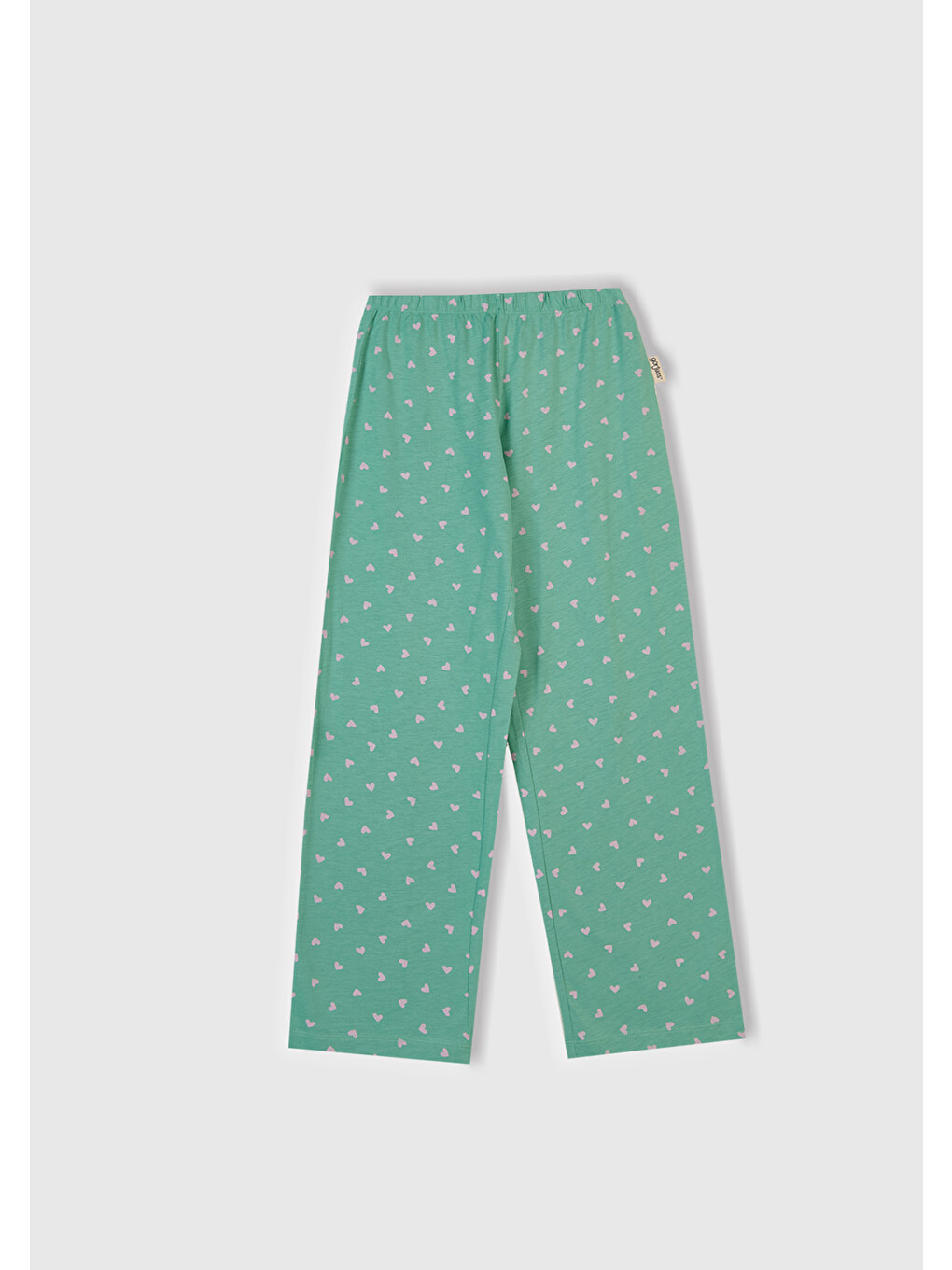 Kız Çocuk Toz Pembe-turkuaz Üstü Baskılı Altı Desenli Pijama Takımı-3