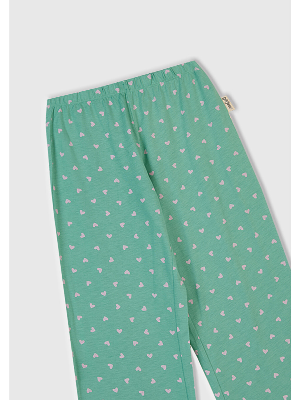 Kız Çocuk Toz Pembe-turkuaz Üstü Baskılı Altı Desenli Pijama Takımı-7