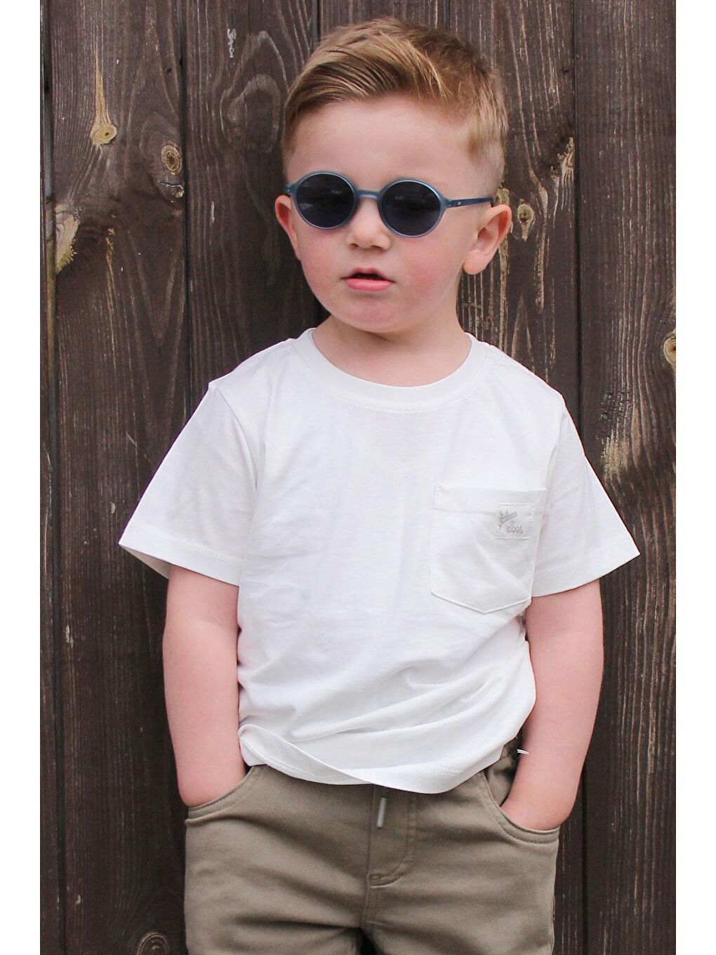 Erkek Çocuk Tişört Cool Yazı Armalı Cepli Beyaz (1.5-5 Yaş)-3