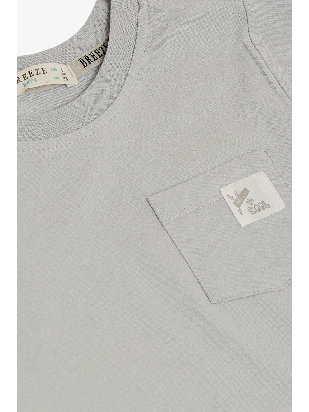 Erkek Çocuk Tişört Cool Yazı Armalı Cepli Açık Gri (1.5-3 Yaş)-4
