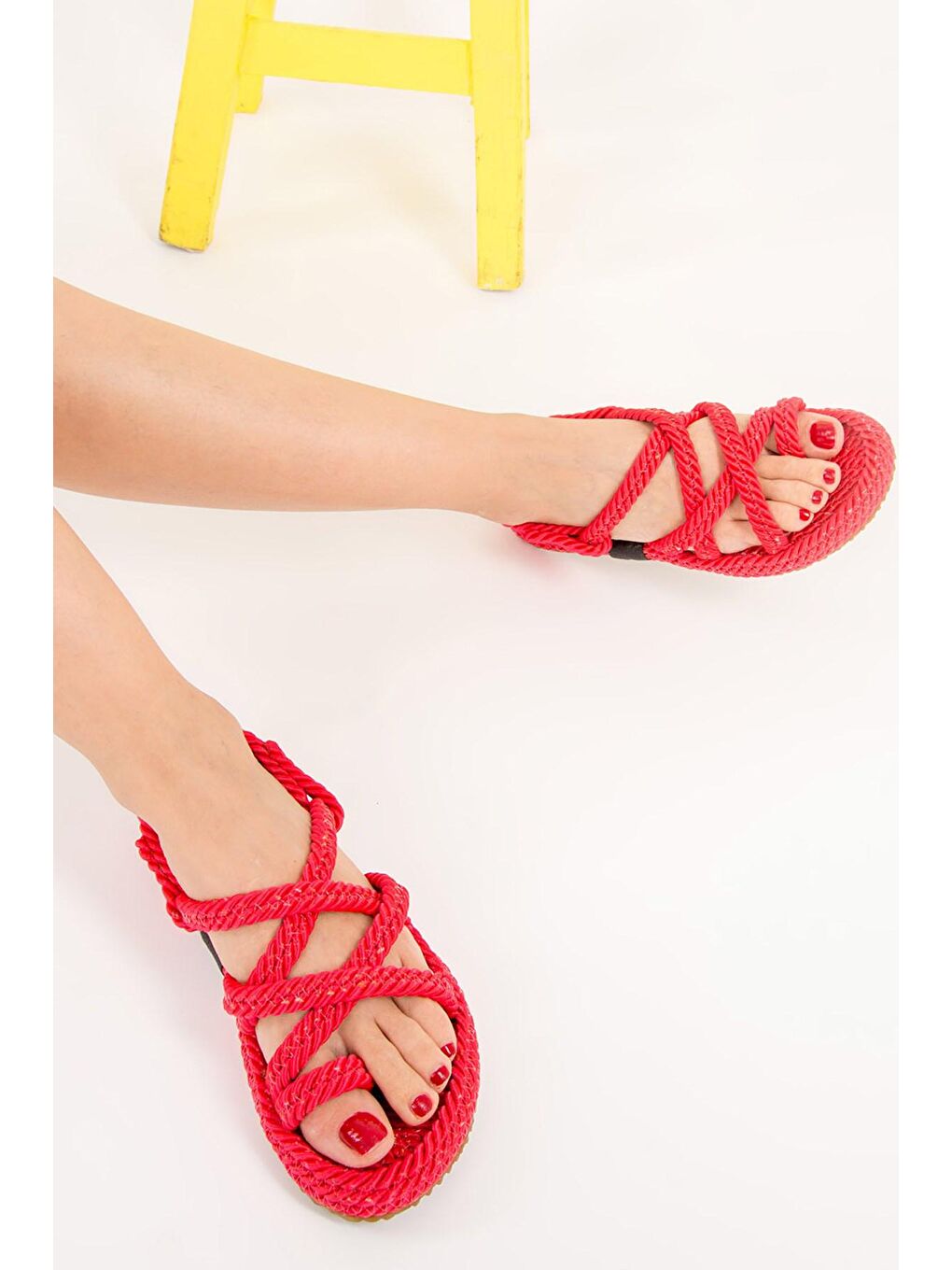 F470135104 Kırmızı Kadın Sandalet-3