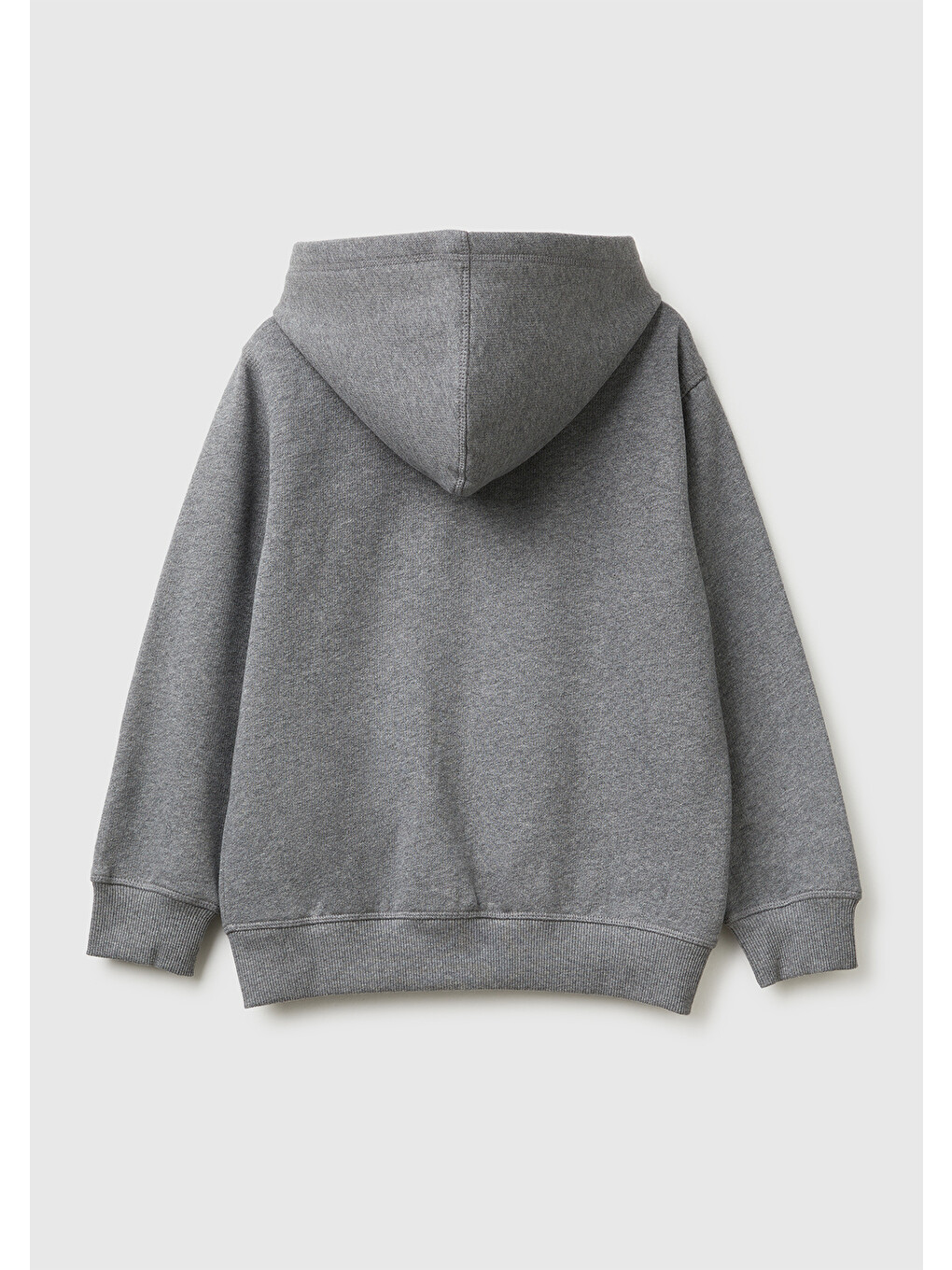 Gri Erkek Çocuk Antrasit Melanj Önü Logo Baskılı Cepli Fermuarlı Sweatshirt-1