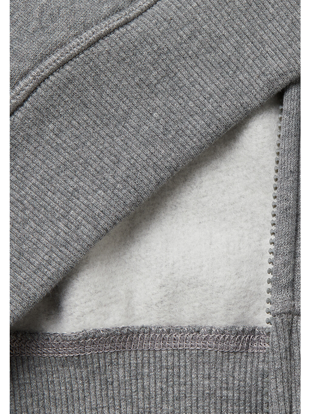 Gri Erkek Çocuk Antrasit Melanj Önü Logo Baskılı Cepli Fermuarlı Sweatshirt-2