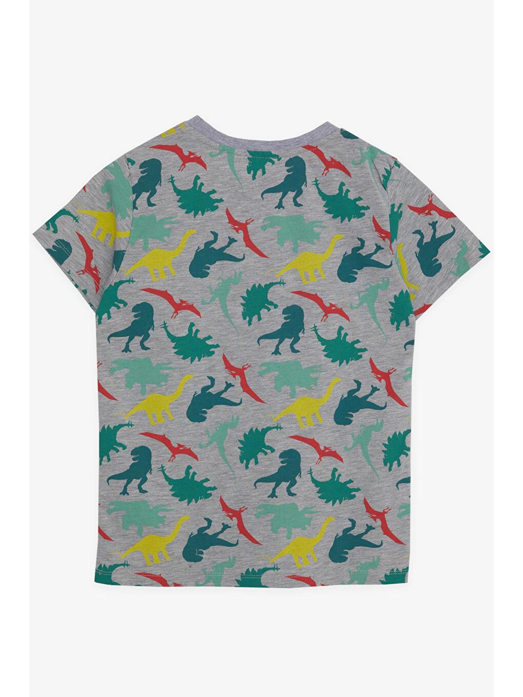 Erkek Çocuk Tişört Renkli Dinozor Baskılı Gri Melanj (6 Yaş)-3