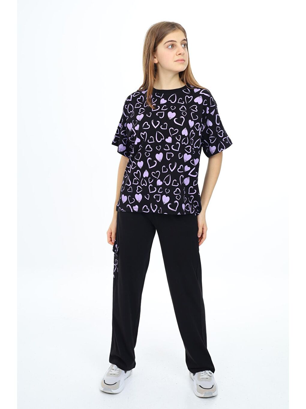 Siyah Kız Çocuk Kargo Cepli Alt-Üst Bloklu Takım 9-14 Yaş LX5011-3